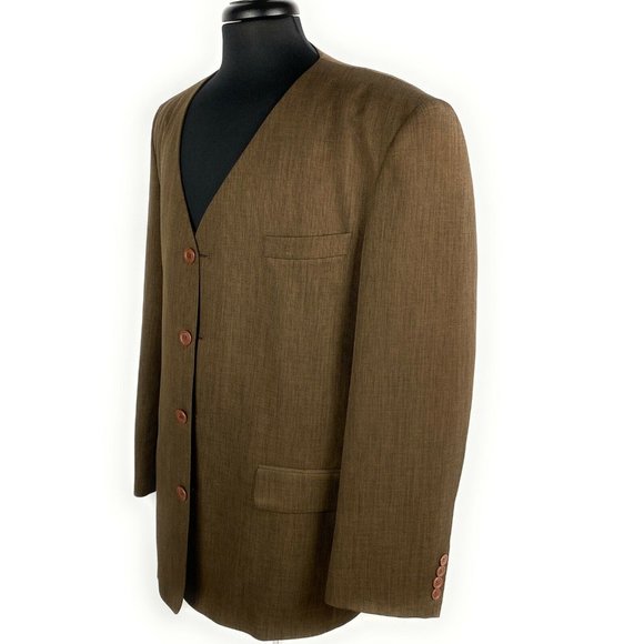 Alberto Celini Blazer Mens Brown 4 Button - Picture 3 of 7